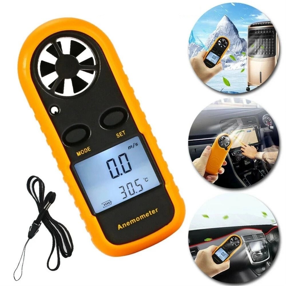 Anemometer Digital Wind Speed - Mini digitale anemometer Handbediende LCD-display luchtsnelheidsmeter