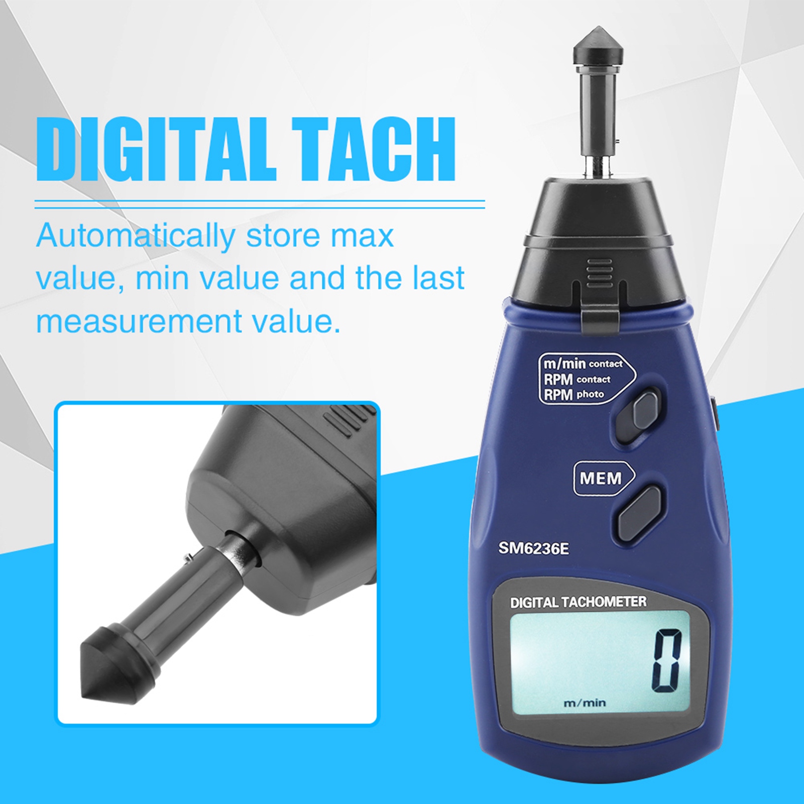Tachometer Digital Laser Rpm - Digitale Toerenteller Laser Contact Rpm Meter