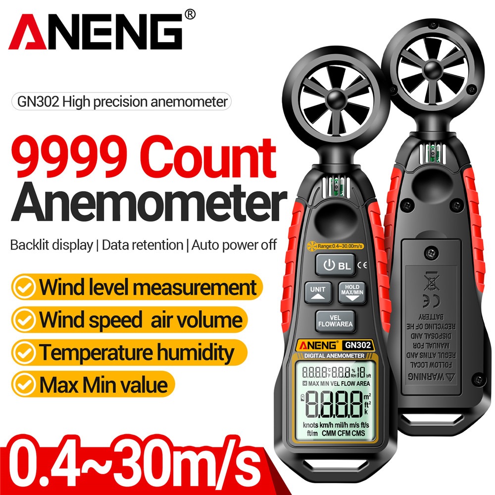 Anemometer Digital Wind Speed - Digitale Handheld Anemometer Temperatuur Vochtigheid 0.4