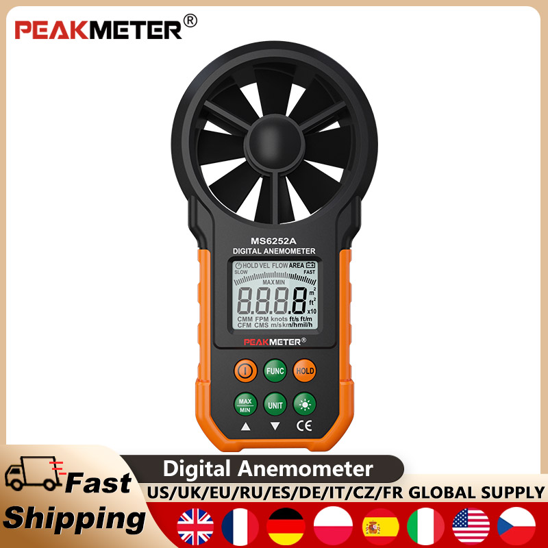 Anemometer Digital Wind Speed - PEAKMETER PM6252A Handheld Anemometer LCD Digitale