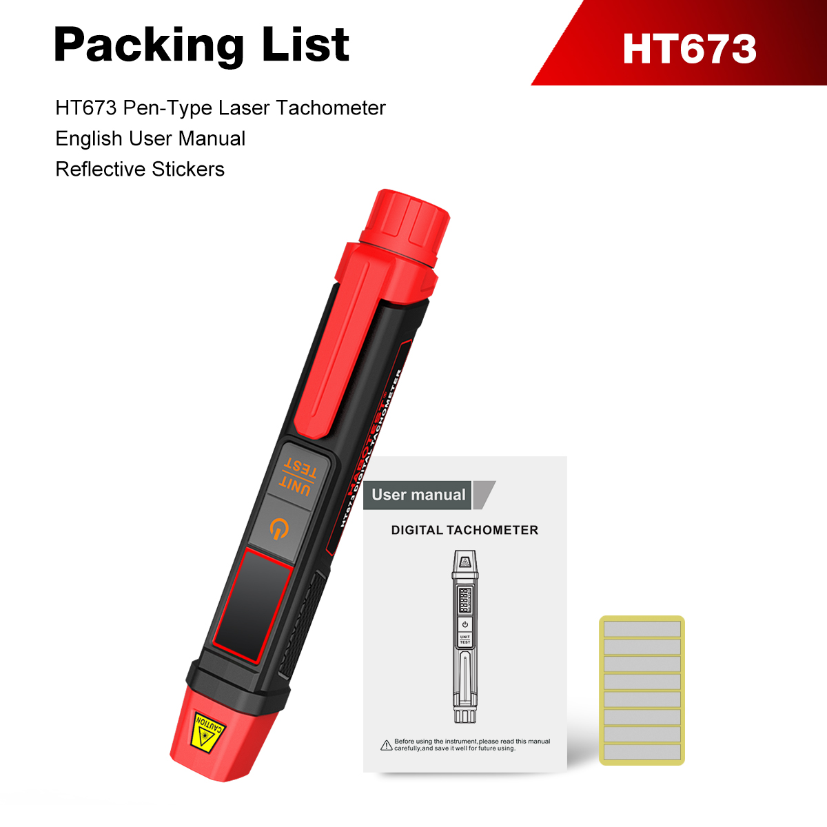 Tachometer Digital Laser Rpm - HT673 Pen-type laser-toerenteller Contactloze toerentalsensor 10-99999RPM