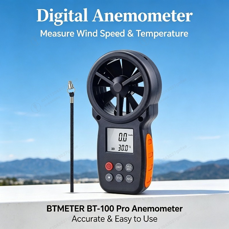 Anemometer Digital Wind Speed - BT-100 Digitale anemometer Handbediende windsnelheidsmeter voor