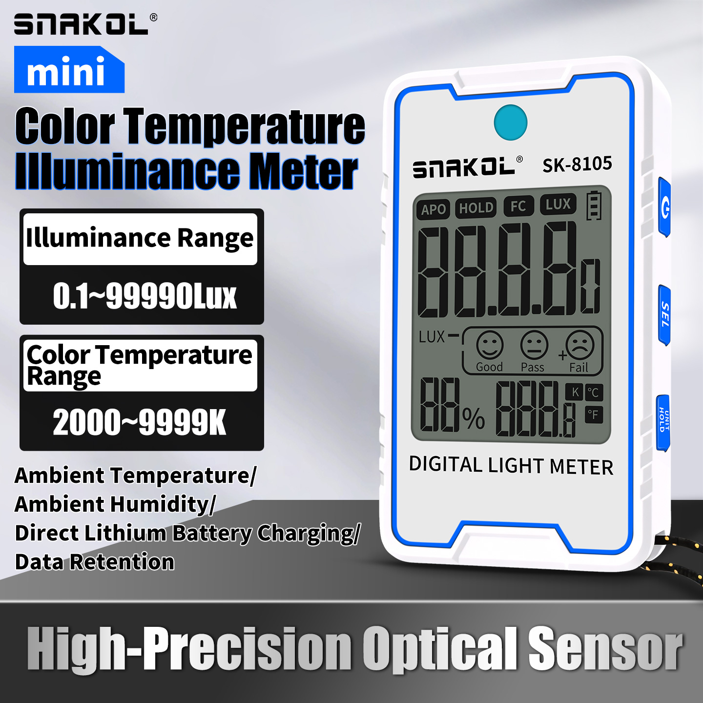 Lux Meter Digital Light - SNAKOL SK-8105 Lichtmeter Draagbare Mini Digitale