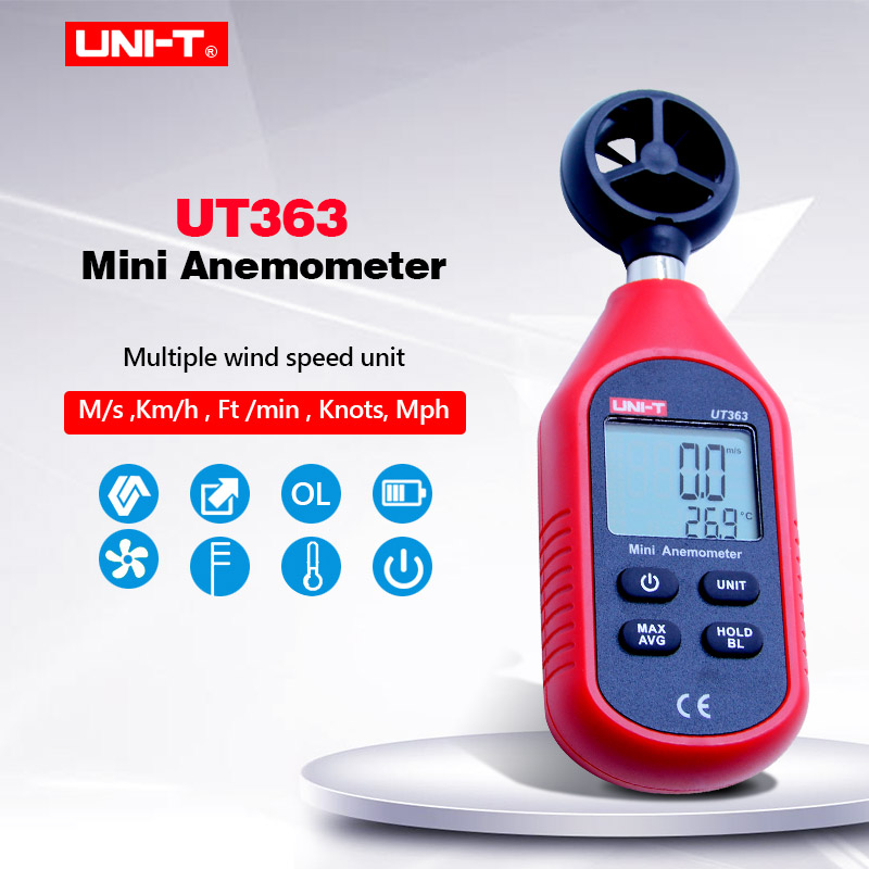 Anemometer Digital Wind Speed - Digitale windsnelheidsmeters Mini UNI-T UT363 Zak-anemometers