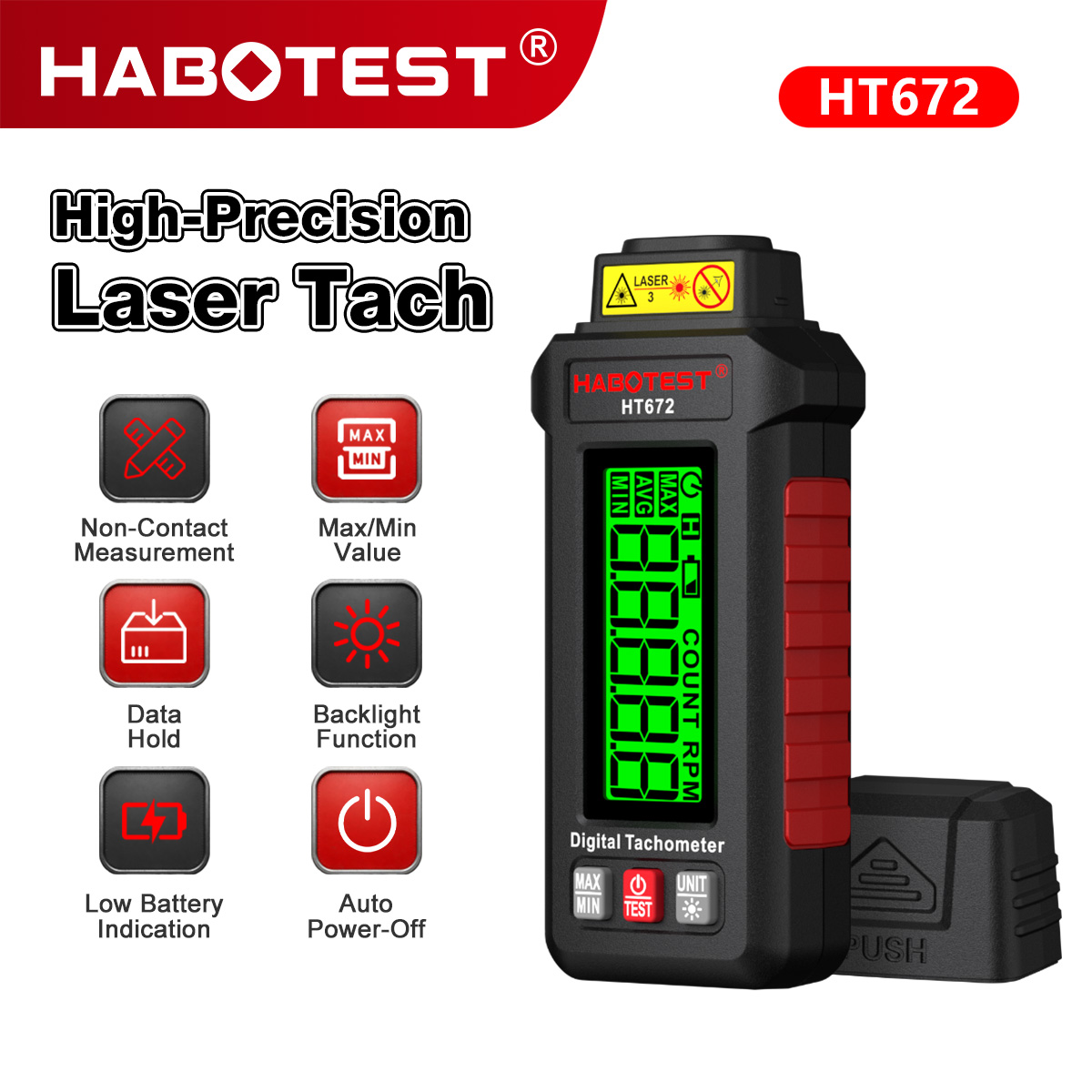 HABOTEST HT672 Mini digitale l - Tachometer Digital Laser Rpm recensie en prijs