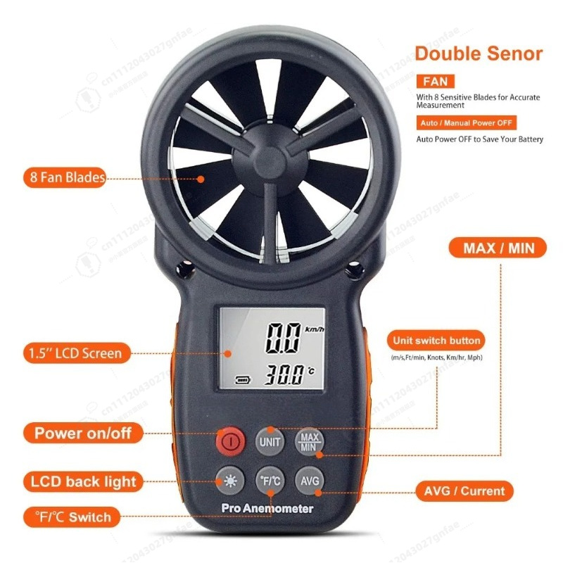 BT-100 Digitale anemometer Han - Anemometer Digital Wind Speed recensie en prijs